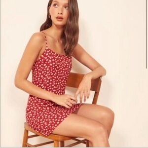 Reformation Lindsey Red Floral Dress Size 4